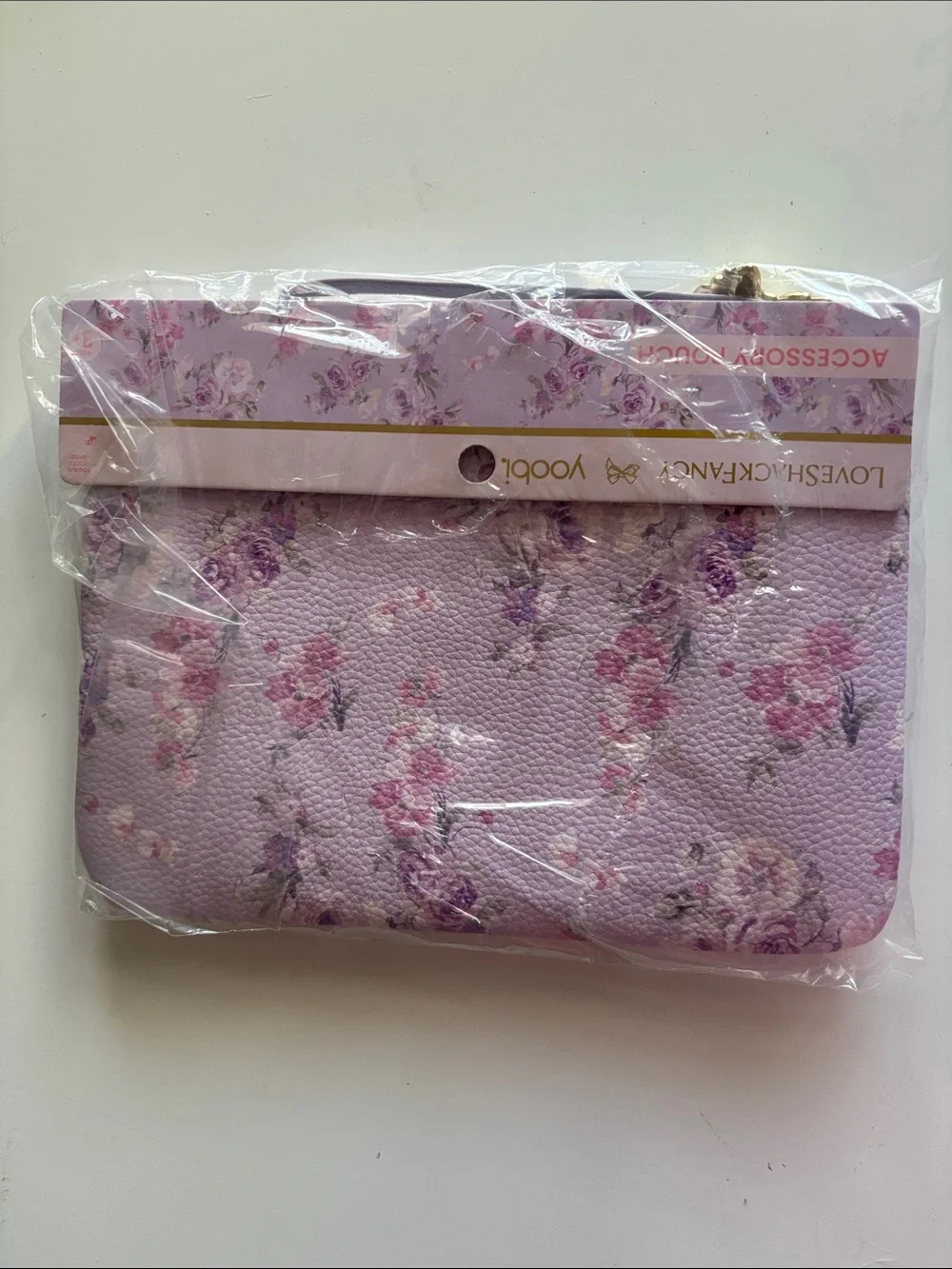 NWT LoveShackFancy x Target - Purple Floral Flat Vegan Leather Pouch Wristlet